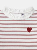 T-shirt blanc à rayures rouge avec col et manches longues Fille NIXUBETTE 2 / 25H2PFH3TML001