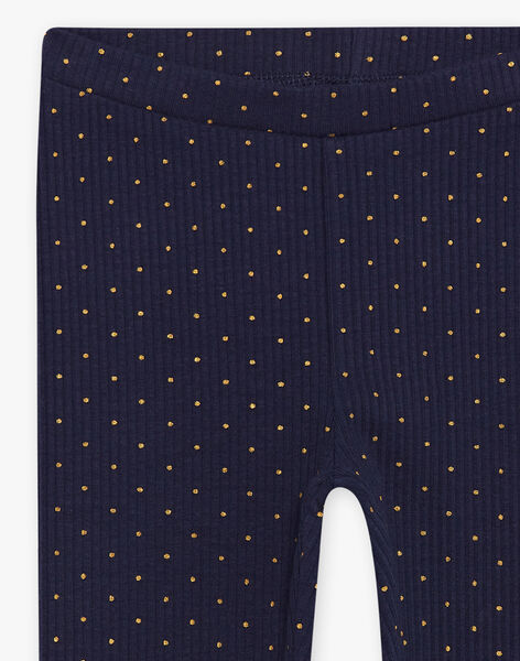 Legging bleu marine en côtes à pois dorés DROUNETTE 2 / 22H4PFQ2CTTC214