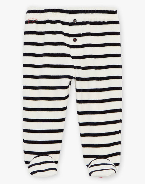 Pyjama deux pièces beige clair chiné en velours avec broderie tête de chien FEDOUDOU / 23E5BG21PYJA011