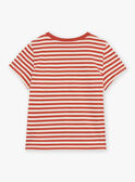 T-shirt roux et sable à imprimé à rayures FLIROAGE / 23E3PGP1TMCE406