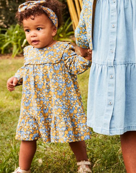 Robe à volants bleu marine à fleurs FABETTY / 23E1BF81ROB070