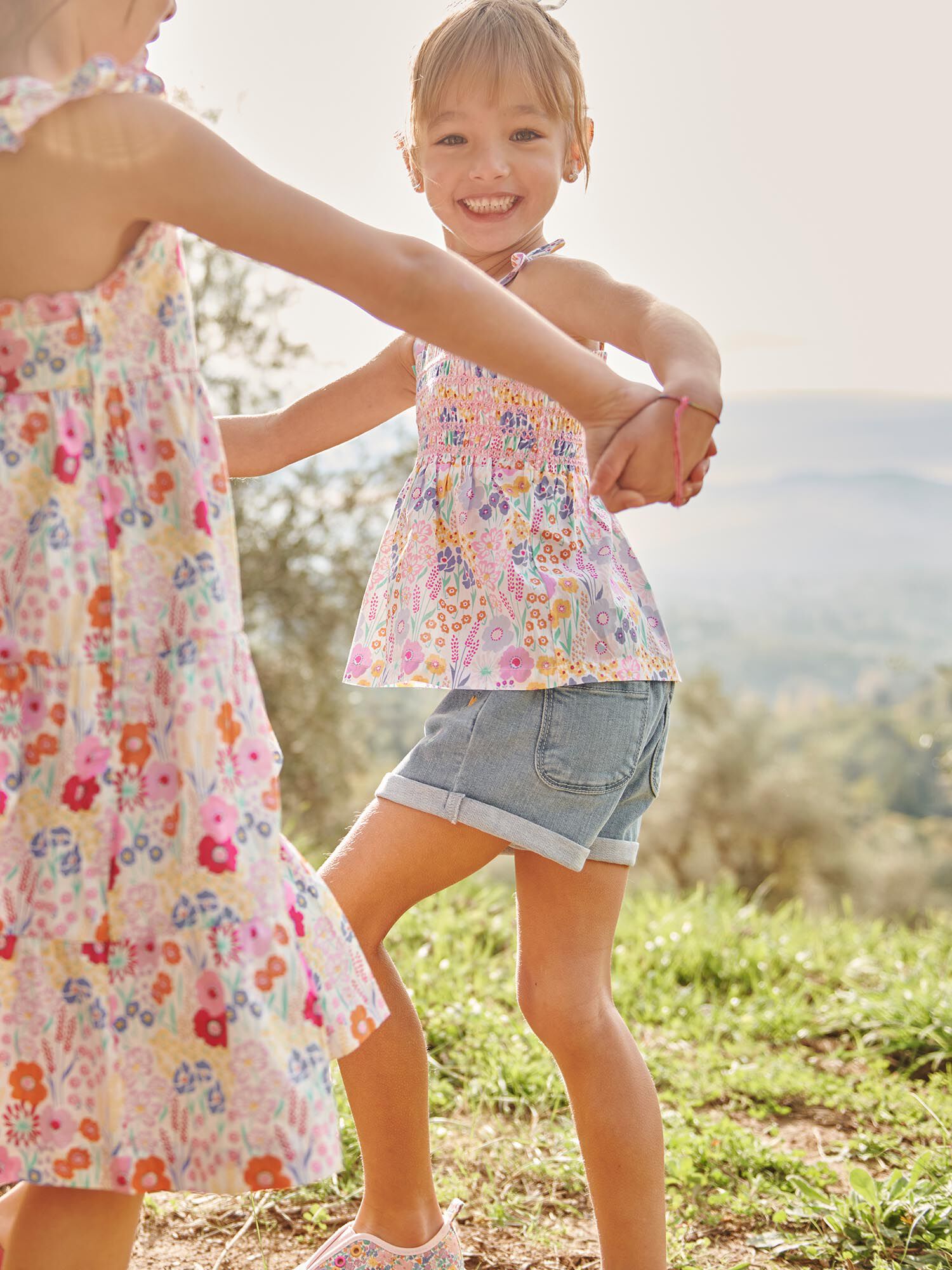Short en jean bleu a motif fleurs Fille Sergent Major