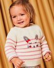 Pull en maille à rayures écru et rose DAELISE / 22H1BFE1PUL001