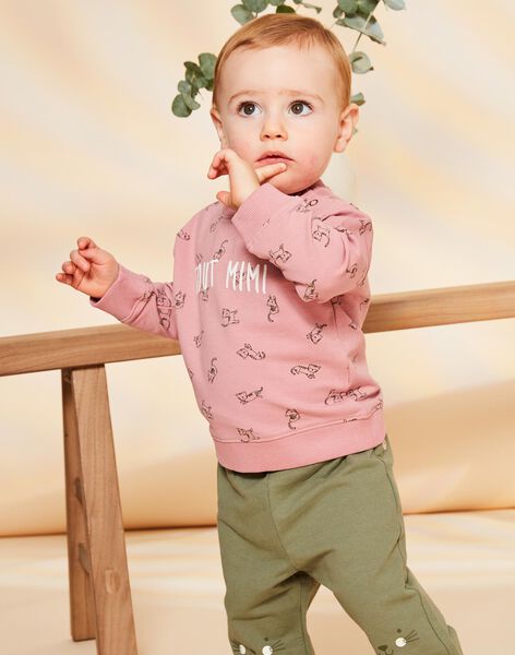 Sweat rose vintage avec animaux FAGETIENNE / 23E1BGD2SWED332