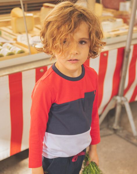 T-shirt à rayures rouge, blanc et bleu marine FRIXOLAGE3 / 23E3PGB2TML506