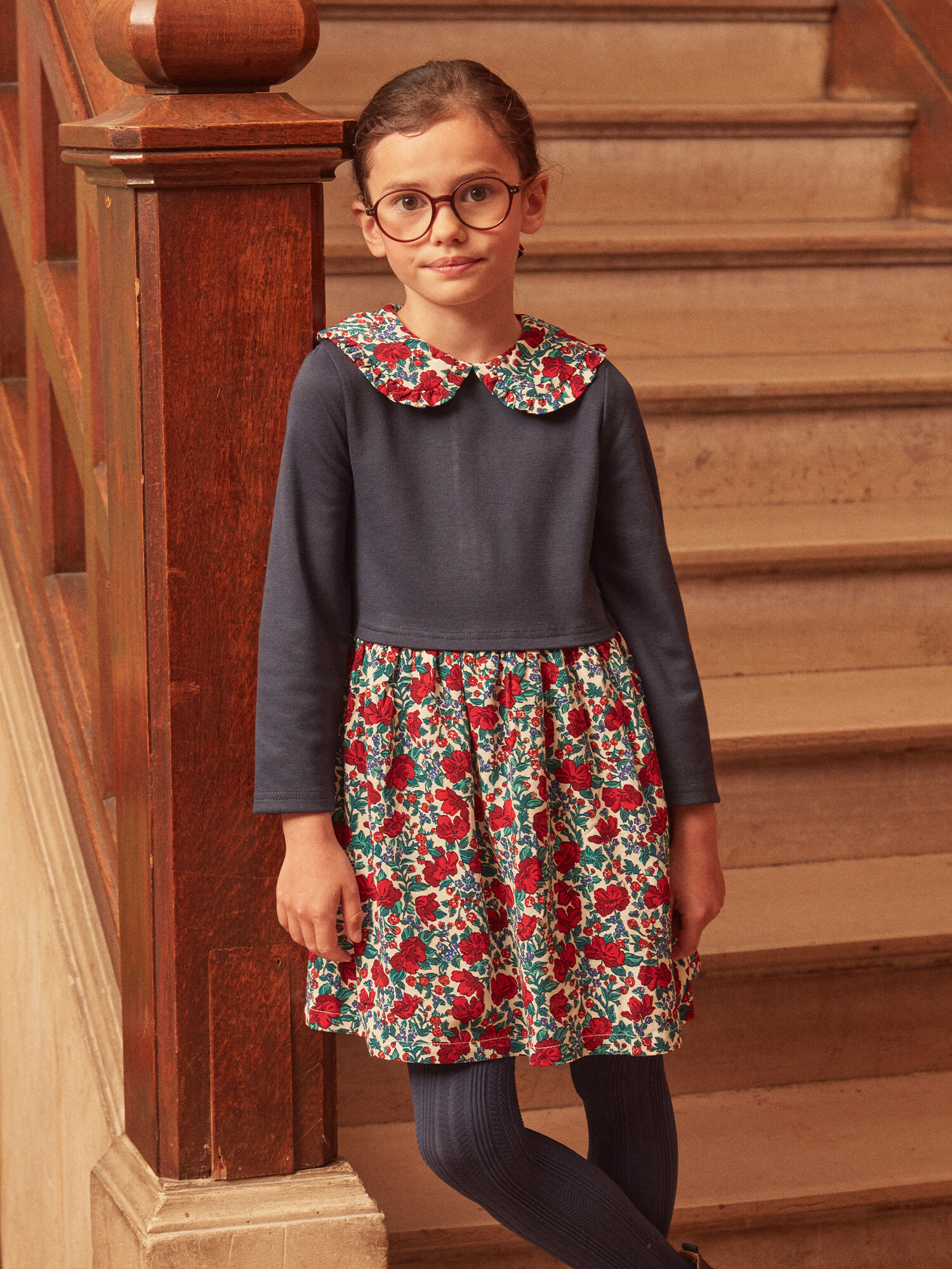 Robe bi matiere a motifs Fille Sergent Major
