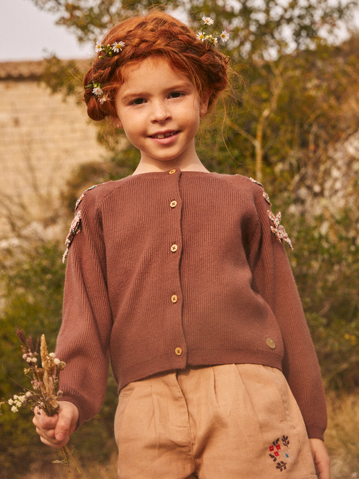 Cardigan Marron Fille Sergent Major
