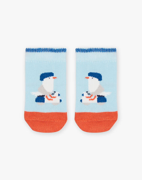 Chaussettes basses bleues à motif oiseau FAYOEL / 23E4BGR1SOB020