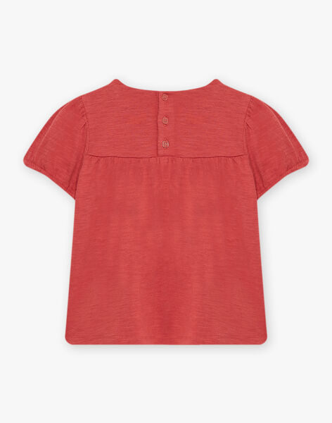 T-shirt rose vintage brodé à manches bouffantes enfant fille CAROUETTE / 22E2PF71TMCD332