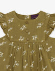 Robe en double gaze de coton à imprimé fleuri kaki DACECILE / 22H1BFD1ROB604