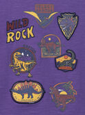 T-shirt manches courtes violet imprimé dinosaure KICHAGE / 24E3PGC3TMC708