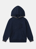 Sweat à capuche bleu foncé à broderie "SGMJ" Garçon NECAPAGE / 25H3PGK1PUL070