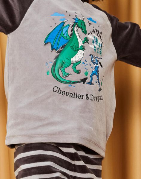 Pyjama gris en velours à animation dragon DECHEVAGE / 22H5PG26PYJ943