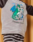 Pyjama gris en velours à animation dragon DECHEVAGE / 22H5PG26PYJ943