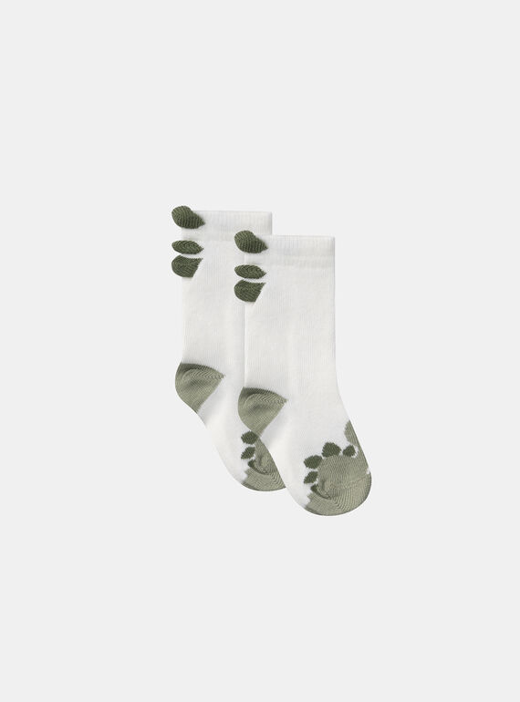 Chaussettes écrues jacquard dinosaure MAGAETAN / 25E4BG91SOQ001