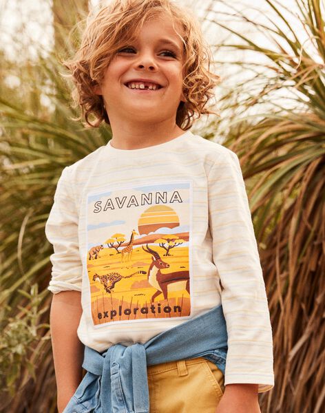 T-shirt écru à rayures et savane FAVANAGE / 23E3PG81TML001
