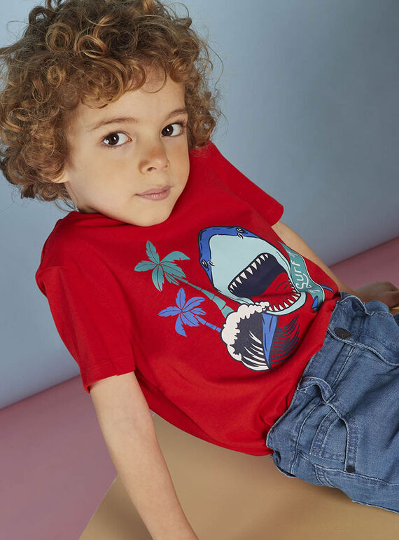 T-shirt rouge à motif requin enfant garçon CYDOAGE3 / 22E3PGT1TMCF525