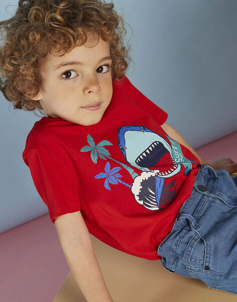 T-shirt rouge à motif requin enfant garçon CYDOAGE3 / 22E3PGT1TMCF525