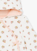 Veste de naissance à capuche écrue en tubique LOELIA / 24H0CF11VES001
