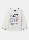 T-shirt blanc imprimé Japon à manches longues Garçon NOGAGE / 25H3PGP1TML009