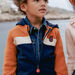Gilet à capuche bleu marine et orange enfant garçon