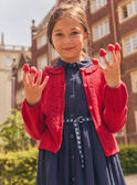 Cardigan rouge à col volant Fille NOMALETTE / 25H2PFP2CAR050