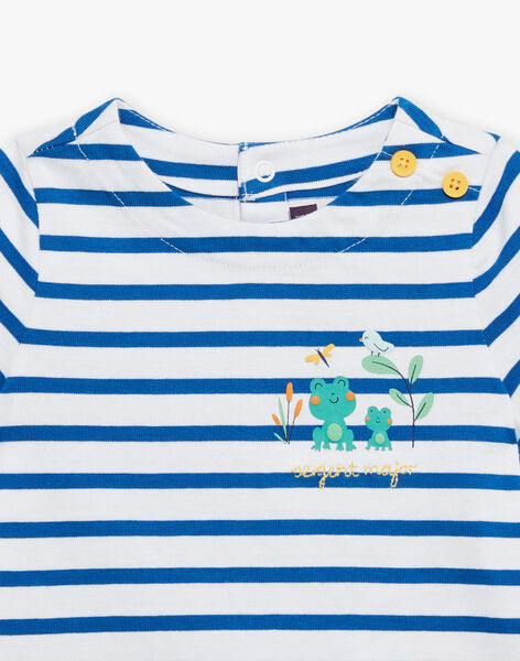 T-shirt bleu roi à imprimé à rayures FAROLIVIER / 23E1BGS1TMCC209