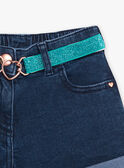 Short en denim foncé et ceinture à paillettes enfant fille CAUJENETTE 1 / 22E2PFT2SHOK005