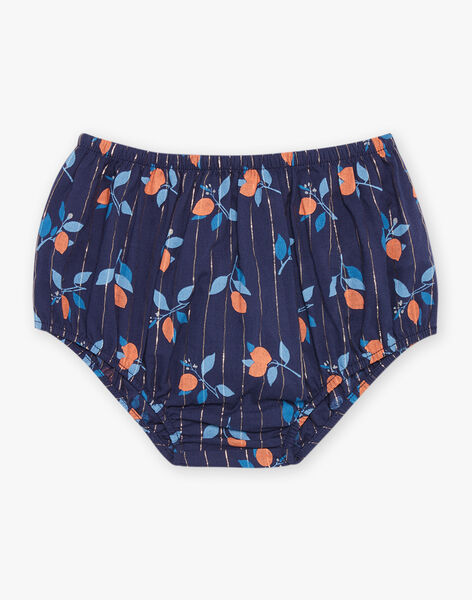 Robe et culotte bleu marine à imprimé fruit FAZOE / 23E1BFR2ROB070