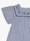 Robe en seersucker vichy bleu nuit et blanc FANONO / 23E1BFN1ROB070