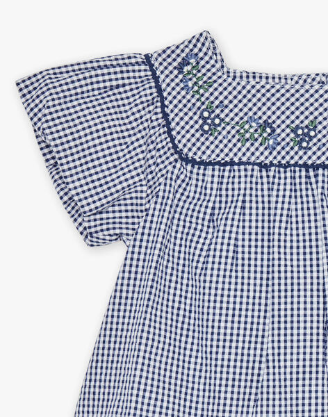 Robe en seersucker vichy bleu nuit et blanc FANONO / 23E1BFN1ROB070