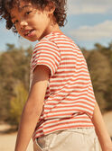 T-shirt roux et sable à imprimé à rayures FLIROAGE / 23E3PGP1TMCE406