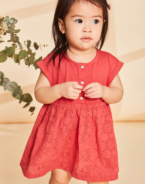 Robe bi-matière coquelicot FAWINONA / 23E1BFQ1ROBF505