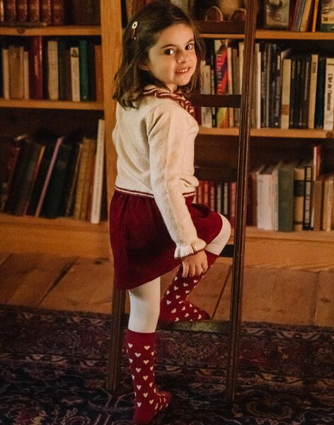 Cardigan beige et rouge à volants DRICARETTE / 22H2PFX1CAR808