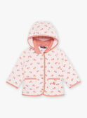 Manteau rose pâle à capuche matelassé à fleurs FIMARIE / 23E1BF51VESD319