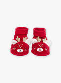 Chaussons rouges en velours à animation 3D rennes de Noël 