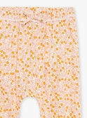 Pantalon écru et orange en popeline à imprimé feuilles et fruits FAULINE / 23E1BFP1PAN001