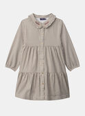 Robe vichy marron et blanc et manches longues à bas Fille NIFILLETTE / 25H2PFL1ROB001