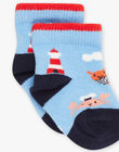 Chaussettes bleues à jacquard animaux marins FAKEVIN / 23E4BGC2SOQ020