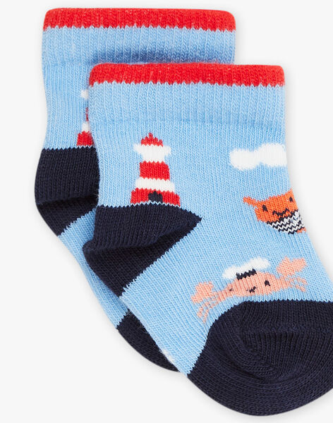 Chaussettes bleues à jacquard animaux marins FAKEVIN / 23E4BGC2SOQ020