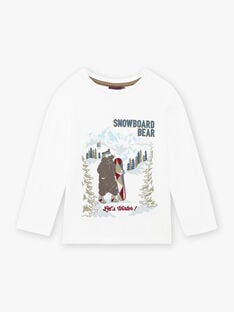 T-shirt blanc à motifs ours à la montagne enfant garçon BOXIDAGE / 21H3PGO1TML000