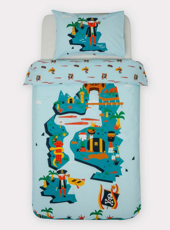 Parure de lit bleu turquoise motif pirate  TIPARURPIR2 / 20EZEN73PLRC218