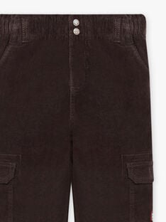 Pantalon multi-poches noir en velours enfant garçon BOROAGE / 21H3PGO2PAN814