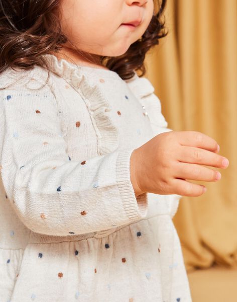 Robe en tricot à jacquard petits pois écru DAROXANE / 22H1BFY1ROB006