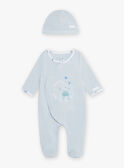 Grenouillère bébé pieuvre en tubic bleu et son bonnet naissance garçon COLE_B / 22E0NGI1GREC227