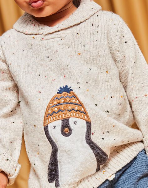 Pull beige en tricot fantaisie chiné DASALOUIS / 22H1BGY1PULA010