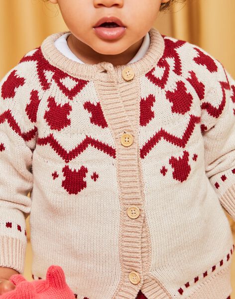 Gilet en tricot rouge et beige DAPIERRE / 22H1BGX1GILF512
