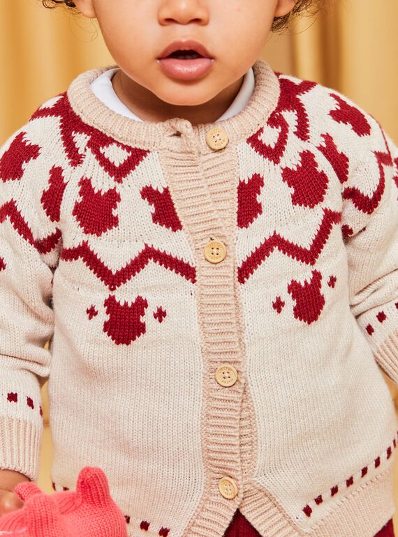 Gilet en tricot rouge et beige DAPIERRE / 22H1BGX1GILF512