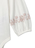 Body blanc à col volant et imprimé fleurs roses sur les manches Bébé Fille NAELODIE / 25H1BFL1BOD001