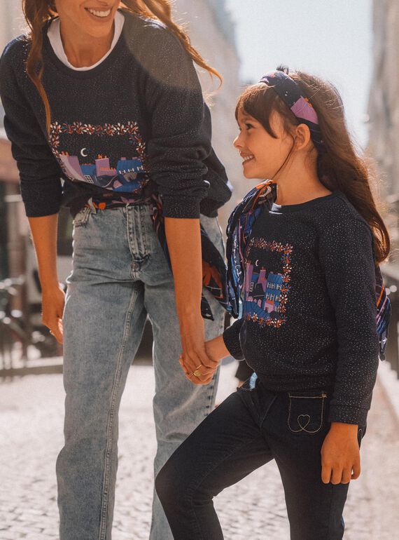 Sweat Camille Witt marine à paillettes - Enfant DOSWETTE / 22H2PFT1SWE705